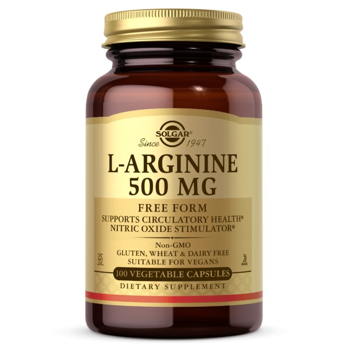 SOLGAR L-arginiin 500 mg – 100 kapslit