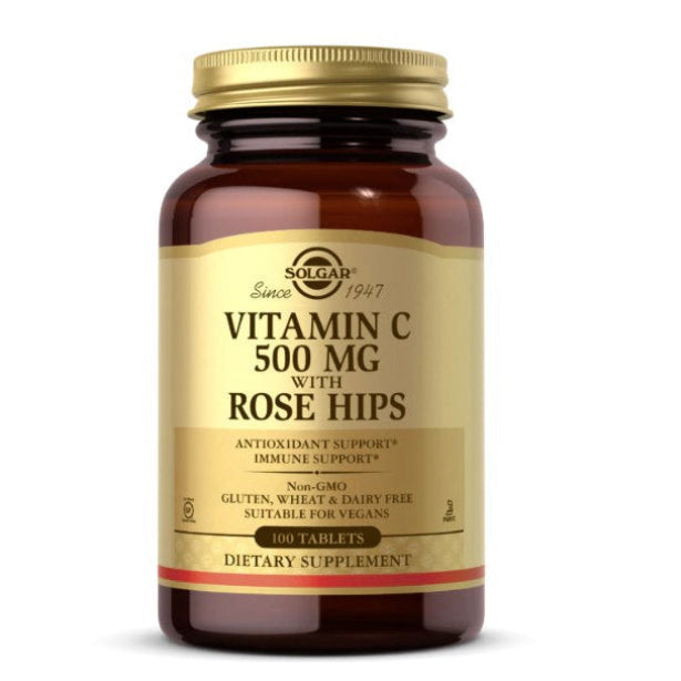 SOLGAR C-vitamiin 500 mg kibuvitsamarjadega – 100 tabletti