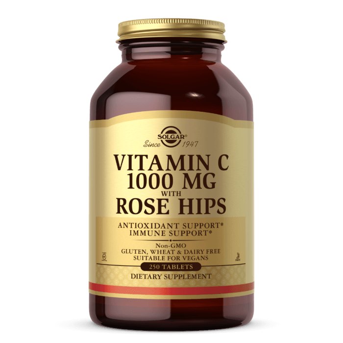 SOLGAR C-vitamiin 1000 mg koos kibuvitsaga – 250 tabletti