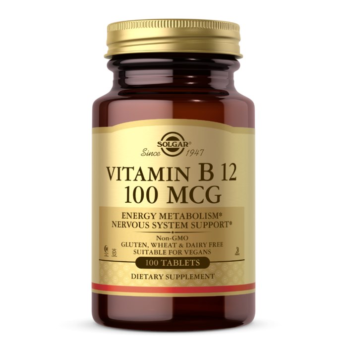 SOLGAR vitamiin B12 100 mcg – 100 tabletti