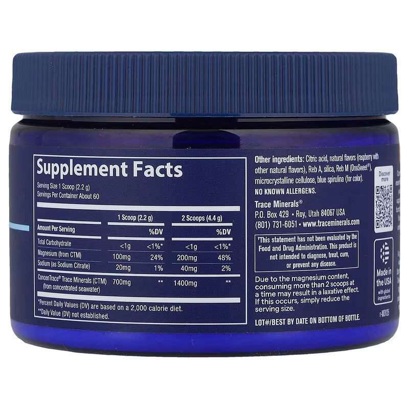 TRACE MINERALS igapäevane mineraalpulber, Natural Blue Raspberry maitseline - 132 g