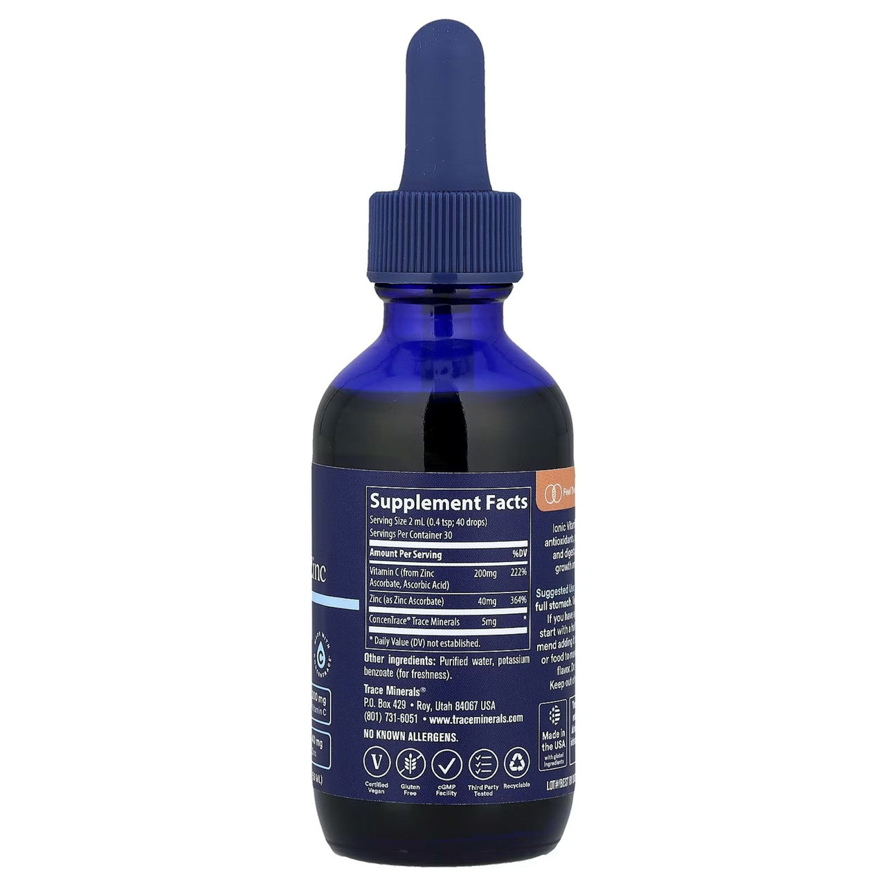 TRACE MINERALS vitamiin C + iooniline tsink - 59 ml