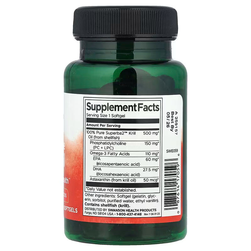 SWANSONi krilliõli 500 mg – 60 kapslit