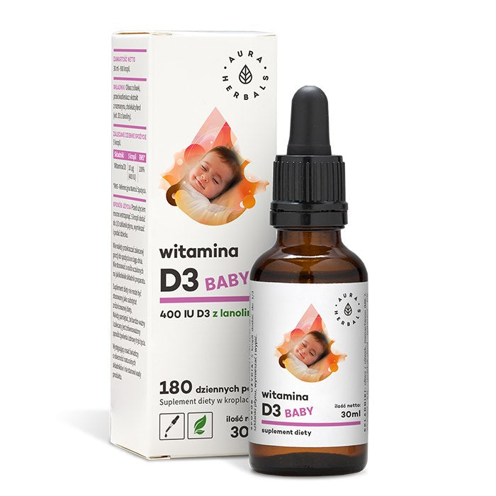 Aura Herbals D3-vitamiin beebidele ja lastele 400 IU – 30 ml tilkadena