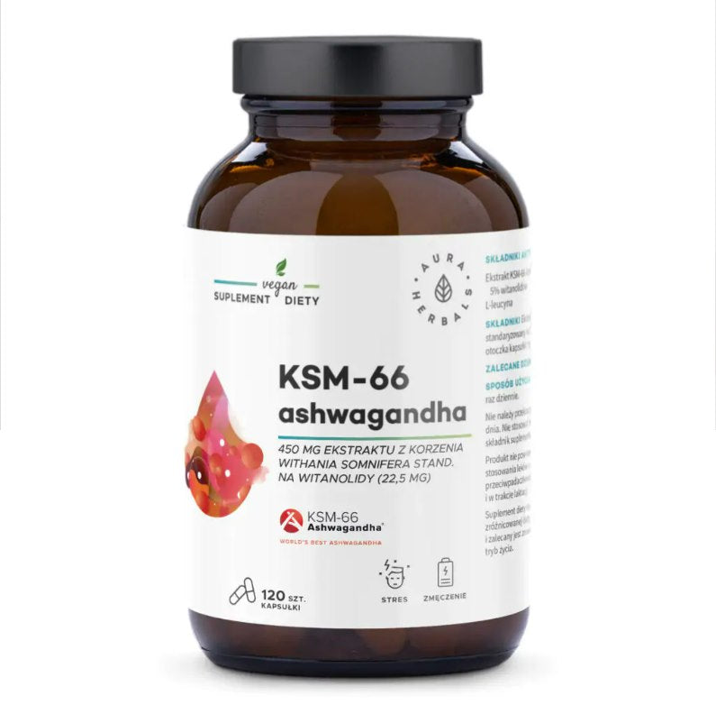 Aura Herbals Ashwagandha KSM-66 450 mg - 120 kapslit