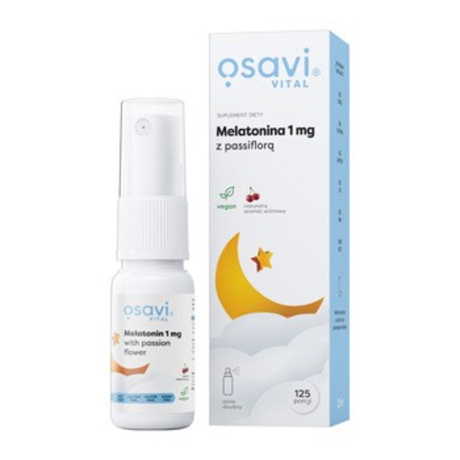Osavi melatoniini ja kannatuslille maitsega suukaudne sprei 1 mg - 25 ml