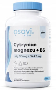 Osavi magneesiumtsitraat 375 mg + vitamiin B6 4,2 mg – 180 kapslit