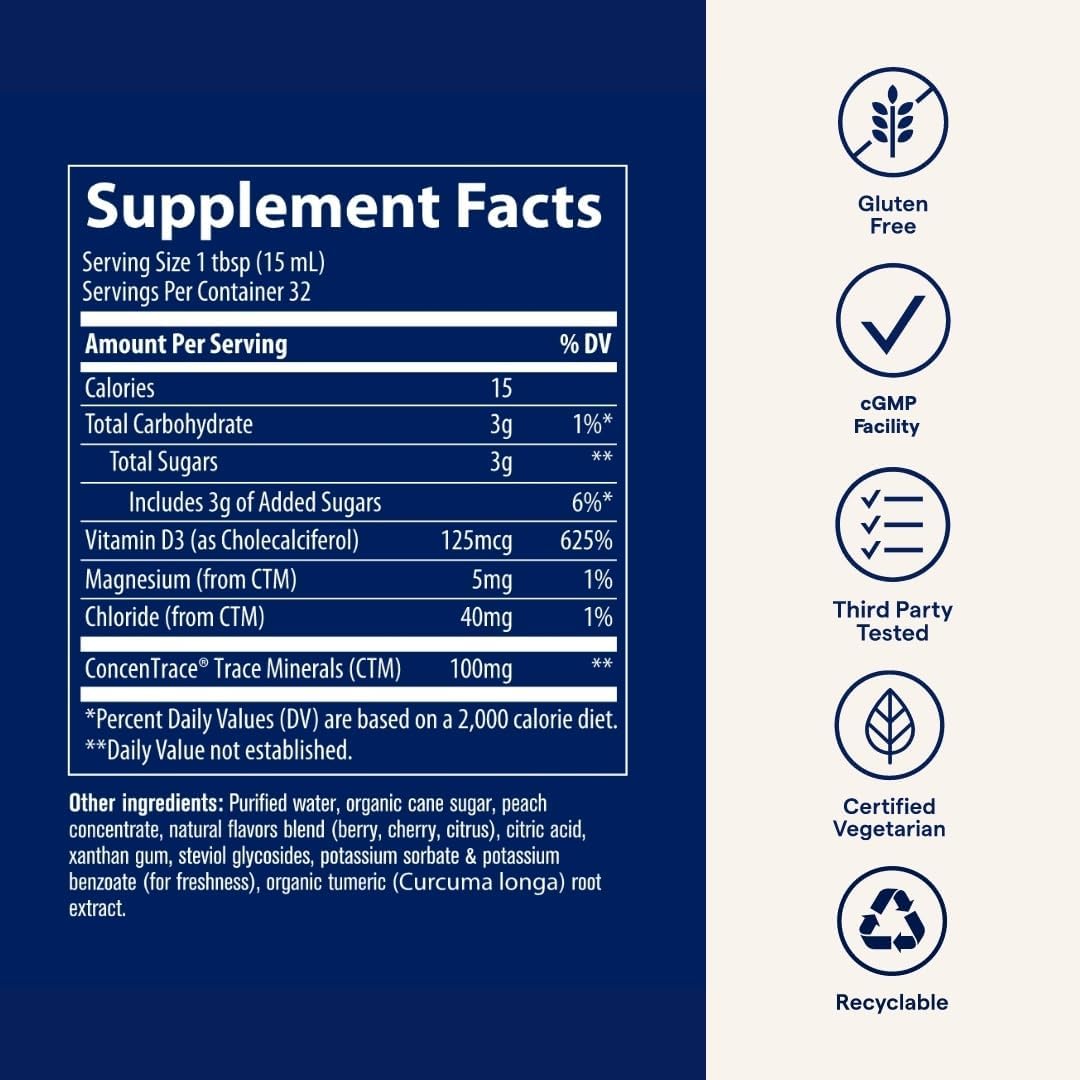 TRACE MINERALS vedel D3-vitamiin – 473 ml