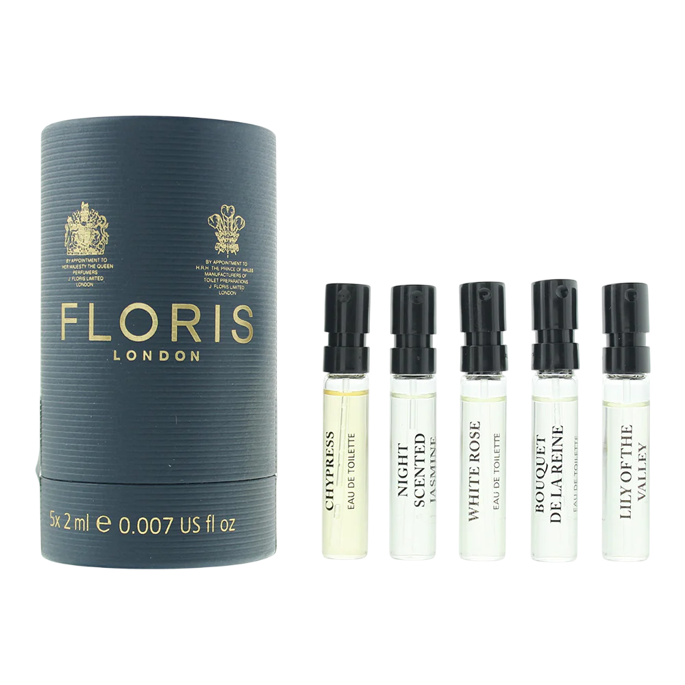 Discovery Collection Set Floris Of London: White Rose, Eau De Toilette, For Women, 2 ml *Vial + Night Scented Jasmine, Eau De Toilette, Unisex, 2 ml *Vial + Chypress, Eau De Toilette, Unisex, 2 ml *Vial + Lily Of The Valley, Eau De Toilette, For Women,...