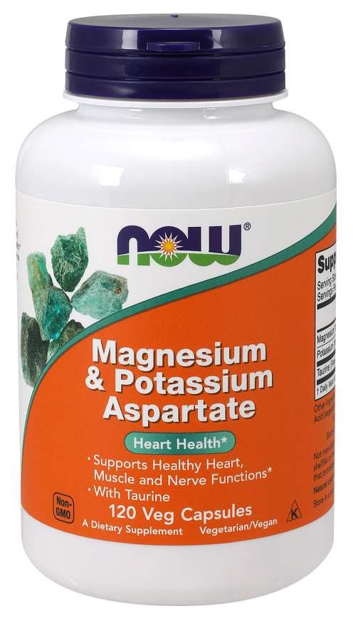NOW FOODS Magnesium & Potassium Aspartate - Magnez, Tauryna i Potas (120 kaps.)