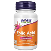 NOW FOODS Folic Acid - Kwas foliowy 800 mcg + Witamina B12 25 mcg (100 tabl.)
