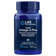LIFE EXTENSION Super Omega-3 Plus EPA/DHA seesamlignaanide, oliiviekstrakti, krilliõli ja astaksantiiniga EU – 120 kapslit