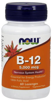 NOW Foods vitamiin B-12 koos foolhappega, 5000 mcg – 60 pastilli