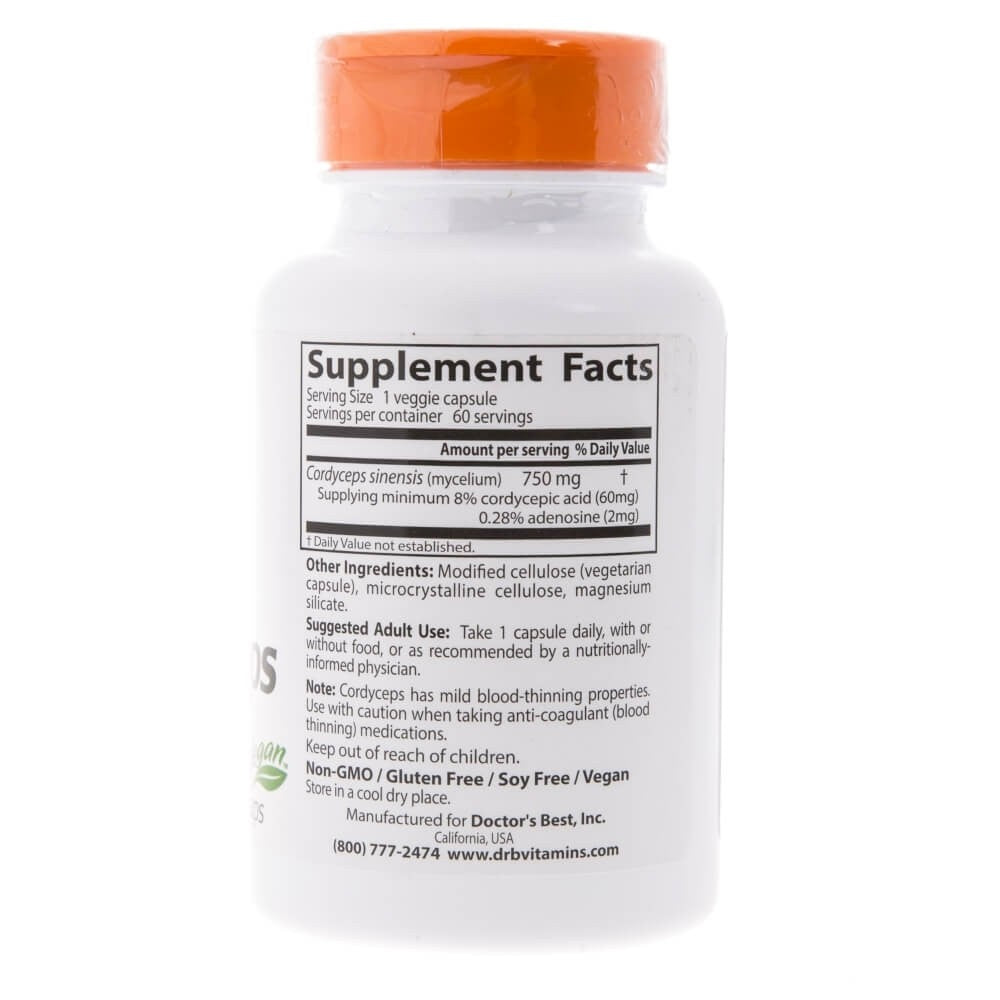 Doctor's Best Ultra Cordyceps 750 mg – 60 kapslit