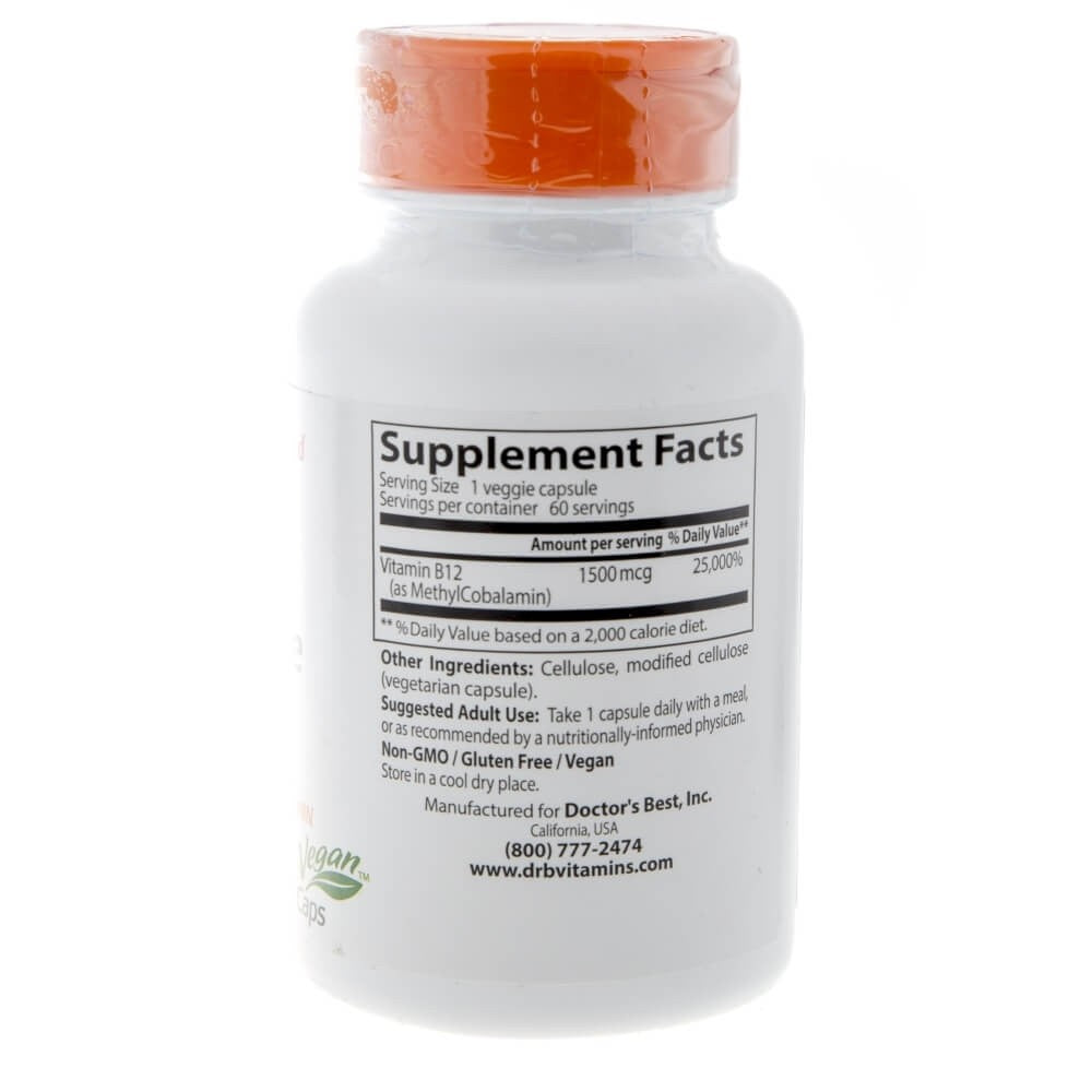 Doctor's Best täielikult aktiivne vitamiin B12 1500 mcg – 60 kapslit