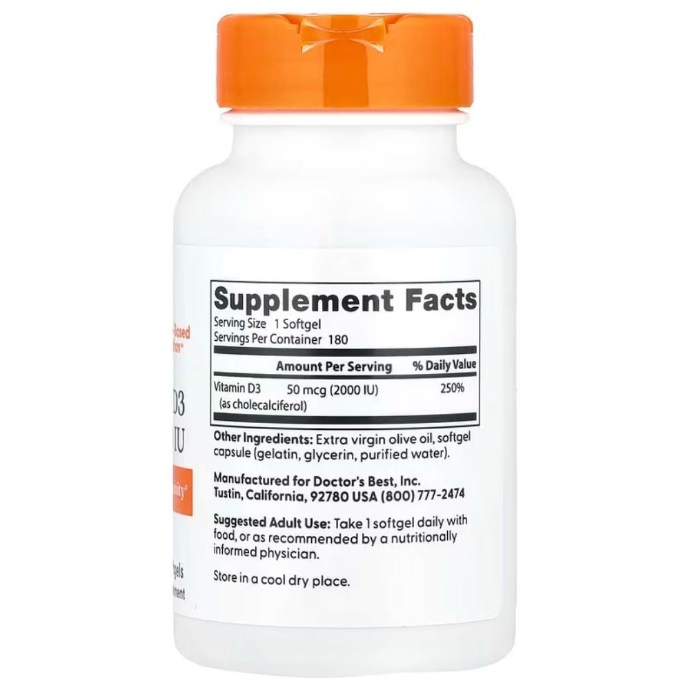 Doctor's Best vitamiin D3 50 mcg – 180 kapslit