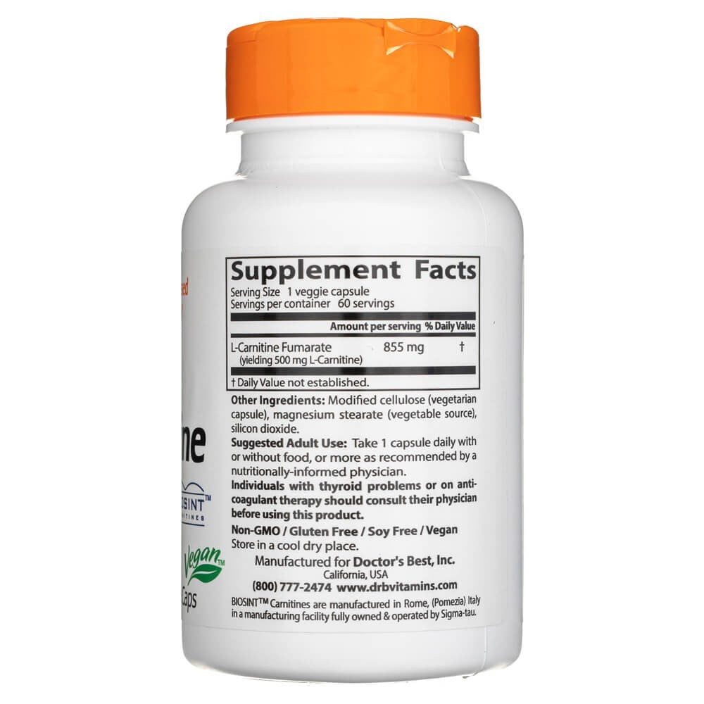 Doctor's Best L-karnitiinfumaraat Biosint karnitiiniga 855 mg – 60 kapslit