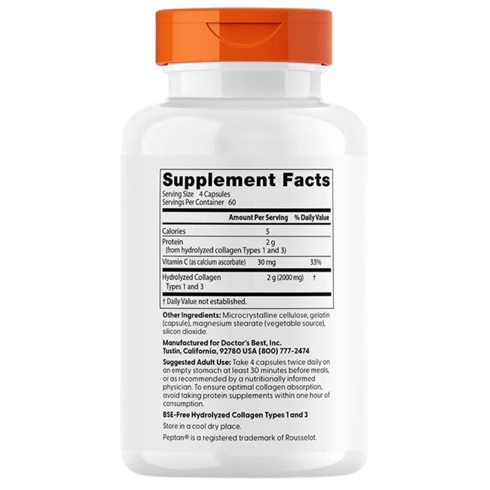 Doctor's Best kollageen tüüp 1 ja 3 + C-vitamiin – 240 kapslit