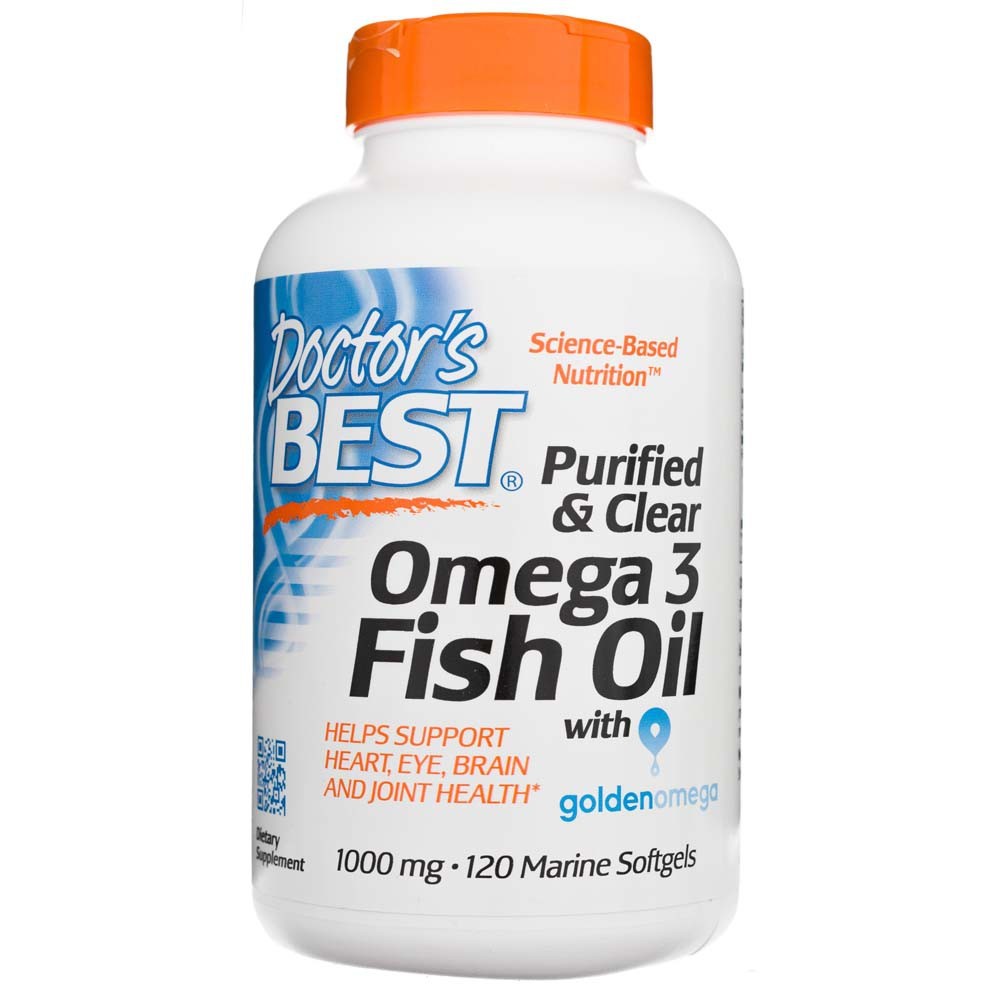 Doctor's Best puhastatud ja selge Omega 3 kalaõli koos Goldenomega 1000 mg – 120 kapslit
