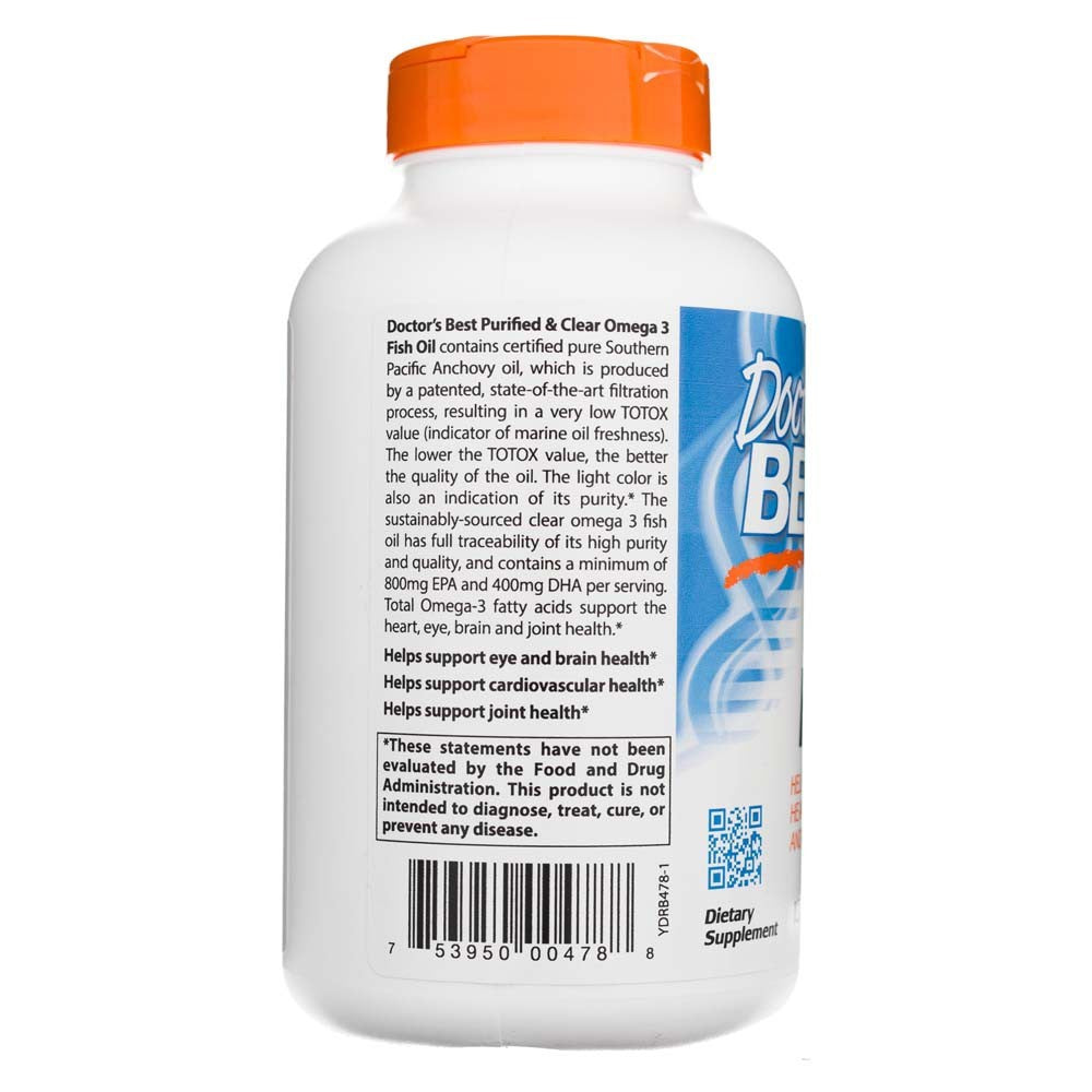 Doctor's Best puhastatud ja selge Omega 3 kalaõli koos Goldenomega 1000 mg – 120 kapslit