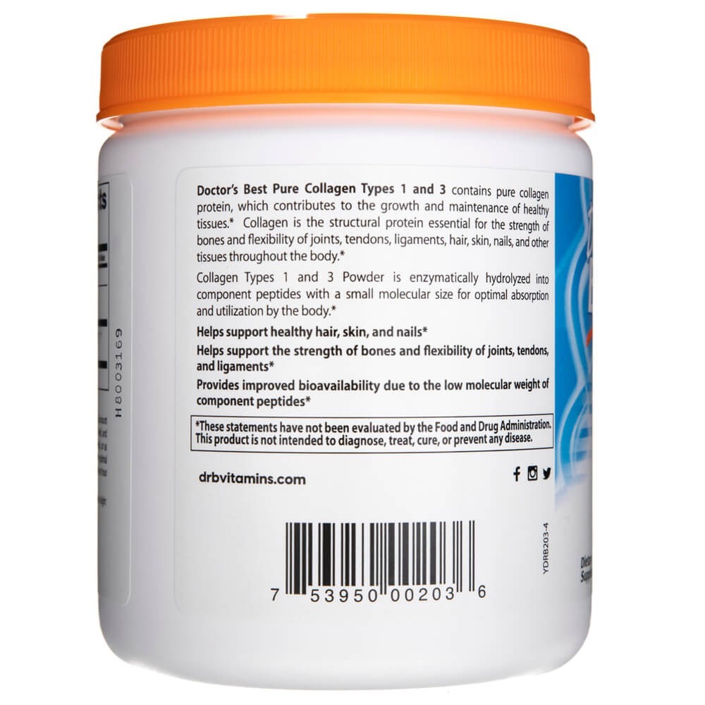 Doctor's Best puhas kollageen tüüp 1 ja 3 pulber - 200 g