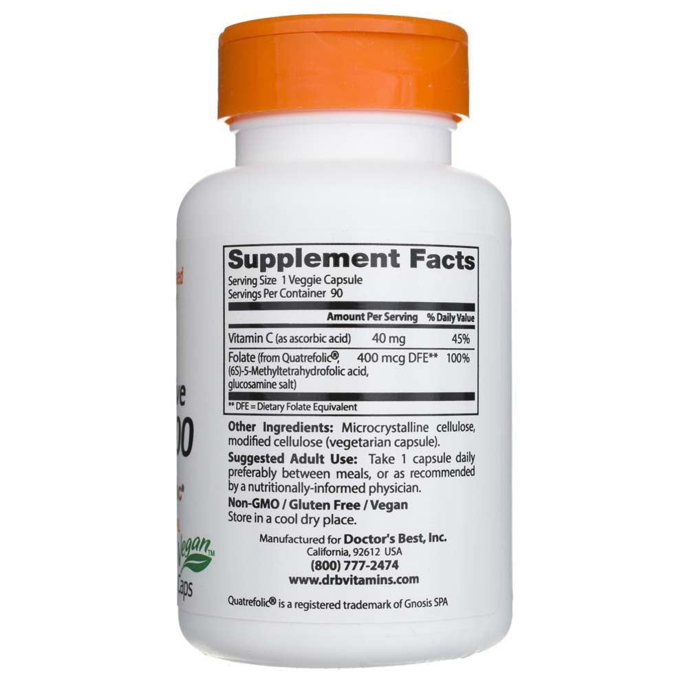 Doctor's Best Full-Active folaat 400 koos Quatrefoliciga – 90 kapslit