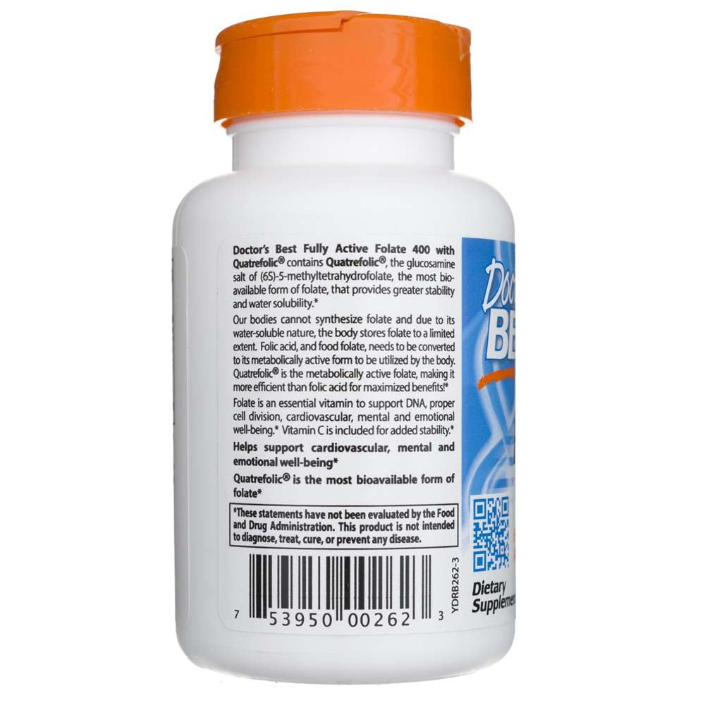 Doctor's Best Full-Active folaat 400 koos Quatrefoliciga – 90 kapslit