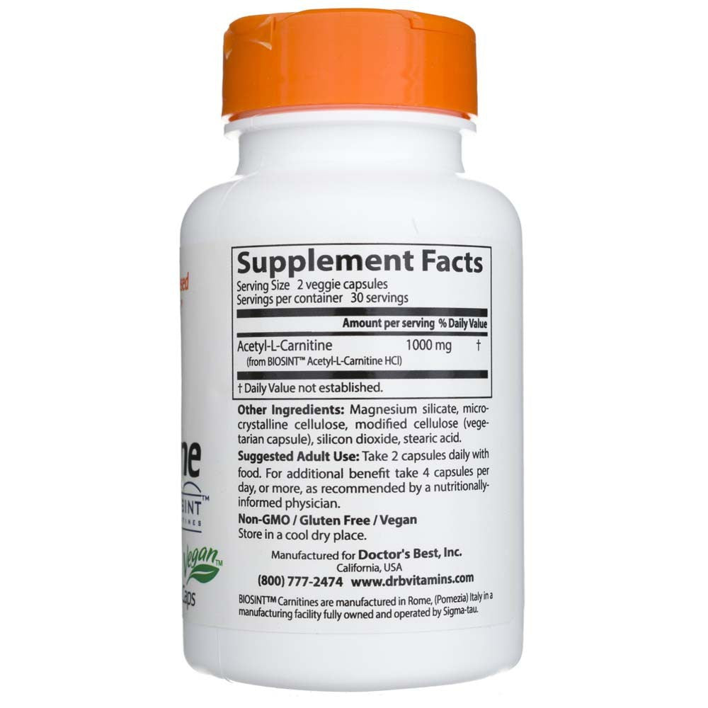Doctor's Best atsetüül-L-karnitiin 500 mg – 60 kapslit