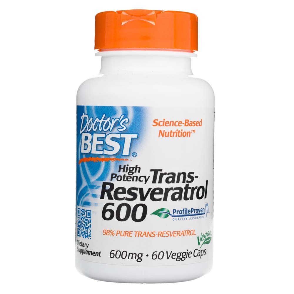 Doctor's Best kõrge tugevusega trans-resveratrool 600 mg – 60 kapslit