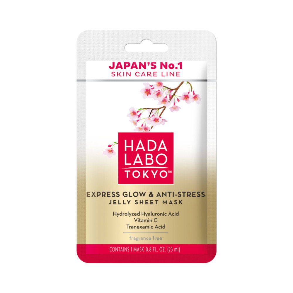 Hada Labo Tokyo, Premium, hüaluroonhape, Glow & Anti Stress, kangasmask, näole, päevne, 23 ml