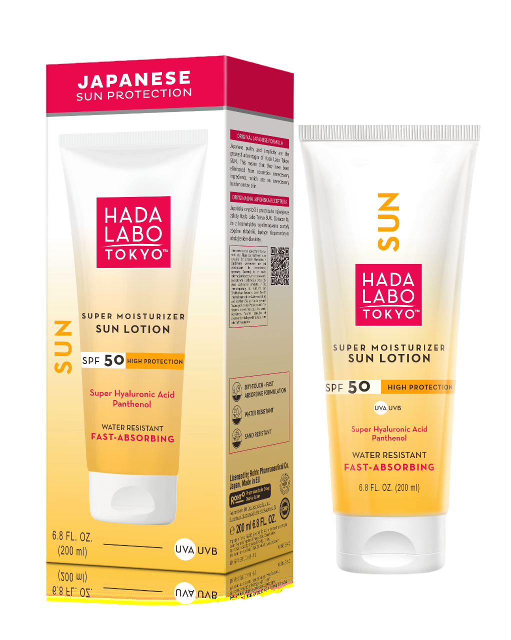 Hada Labo Tokyo, päikesekaitse, hüaluroonhape, niisutav kreem, päikesekaitseemulsioon, 50, 200 ml