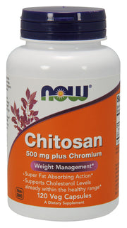 NOW Foods kitoosaan, 500 mg + kroom – 120 kapslit