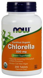 NOW Foods klorella, 500 mg – 200 tabletti