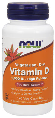 NOW Foods D-vitamiin, 1000 IU, taimetoitlastele – kuiv – 120 kapslit