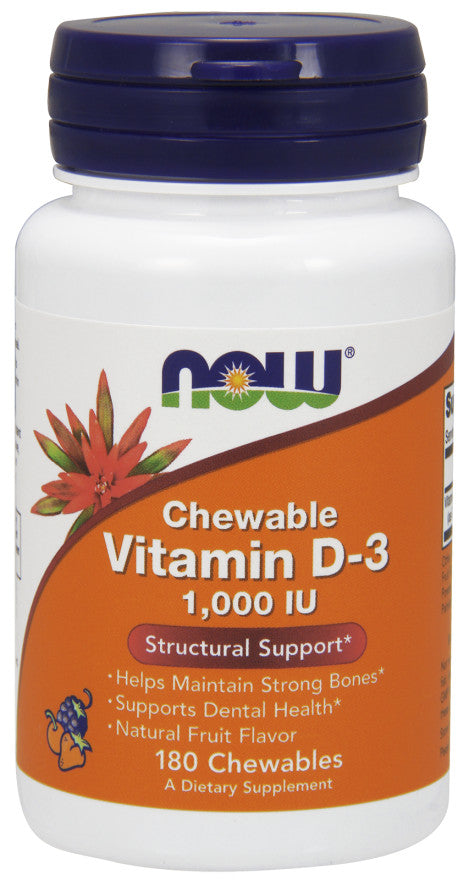 NOW Foods D-3 vitamiin, 1000 IU (närimistabletid) – 180 närimistabletti