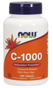 NOW Foods C-vitamiin 1000 kibuvitsaga – pikendatud vabanemisega – 100 tabletti