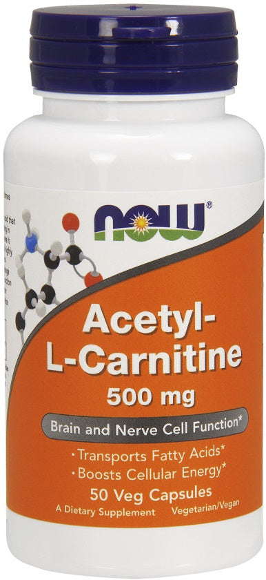 NOW Foods atsetüül-L-karnitiin, 500 mg – 50 kapslit