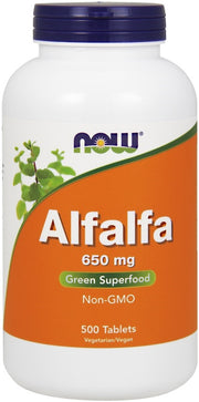 NOW Foods lutsernimaitselised, 650 mg – 500 tabletti