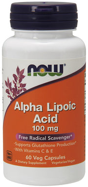 NOW Foods Alfa-lipoehape C- ja E-vitamiiniga, 100 mg – 60 kapslit