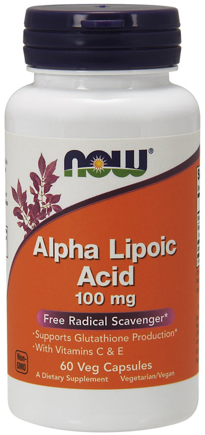NOW Foods Alfa-lipoehape C- ja E-vitamiiniga, 100 mg – 60 kapslit
