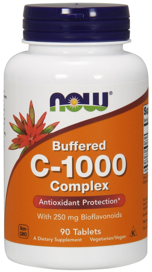 NOW Foods C-vitamiin 1000 kompleks – puhverdatud 250 mg bioflavonoididega – 90 tabletti