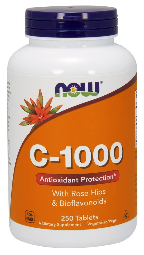 NOW Foods C-vitamiin 1000 kibuvitsa ja bioflavonoididega – 250 tabletti