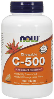 NOW Foods C-vitamiini näritavad tabletid, apelsinimaitselised – 100 tabletti