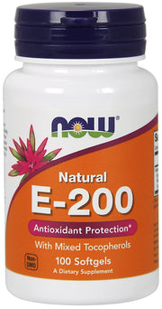 NOW Foods E-vitamiin – 200 – looduslik (segatokoferoolid) – 100 kapslit