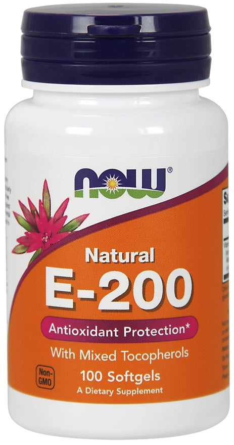 Produkto nuotrauka: NOW Foods Vitamin E-200 - natūralus (Mixed Tocopherols) - 100 minkštųjų kapsulių