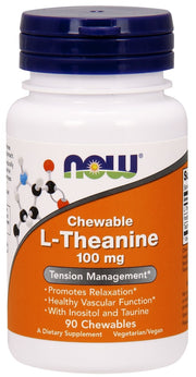 NOW Foods L-teaniin inositooli ja tauriiniga, 100 mg – 90 närimistabletti