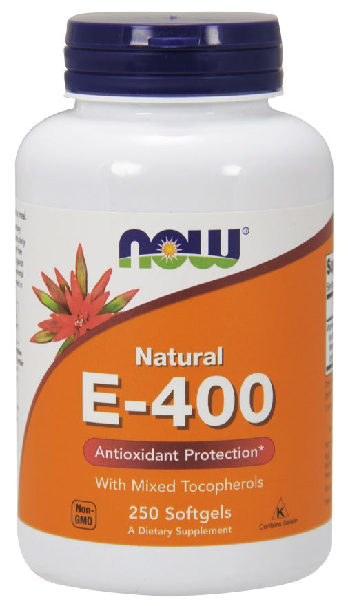 NOW Foods E-vitamiin 400 – looduslik (segatokoferoolid) – 250 kapslit