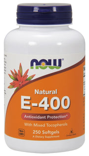 Produkto nuotrauka: NOW Foods Vitamin E-400 - natūralus (Mixed Tocopherols) - 250 minkštųjų kapsulių