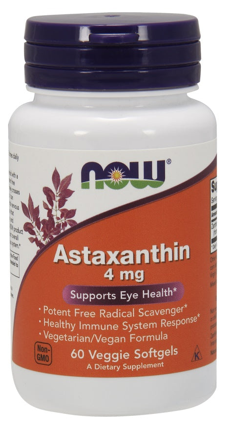 Produkto nuotrauka: NOW Foods Astaxanthin, 4mg - 60 veggie softgels