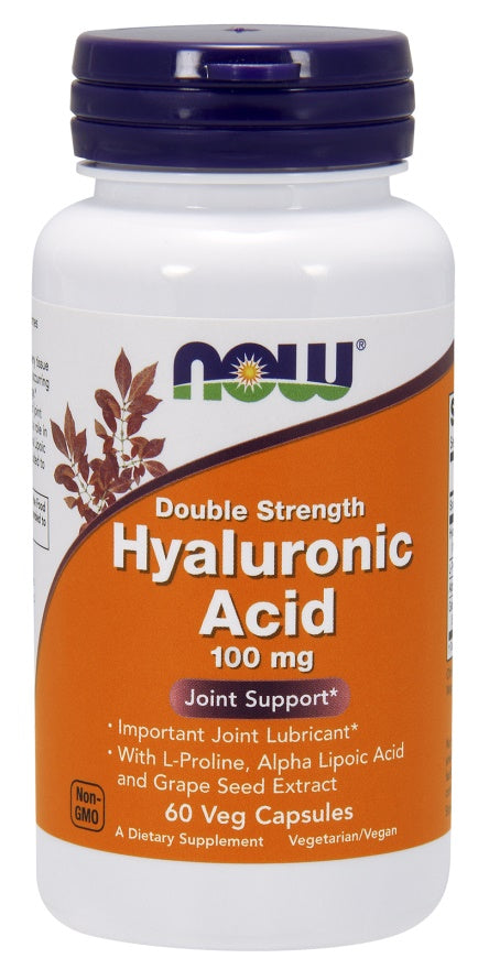 NOW Foods hüaluroonhape, 100 mg topelttugevus – 60 kapslit